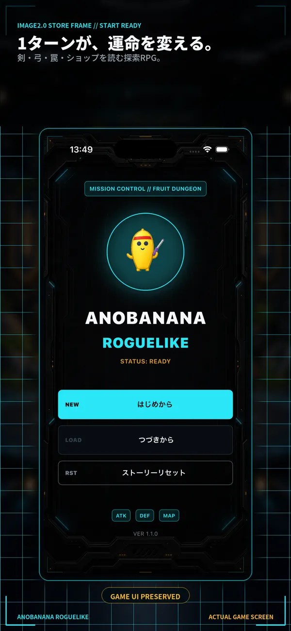 フルーツローグライク：anobananaくんの冒険