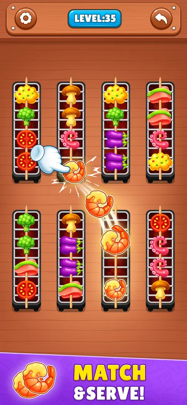 Food Sort: BBQ Skewer Puzzle