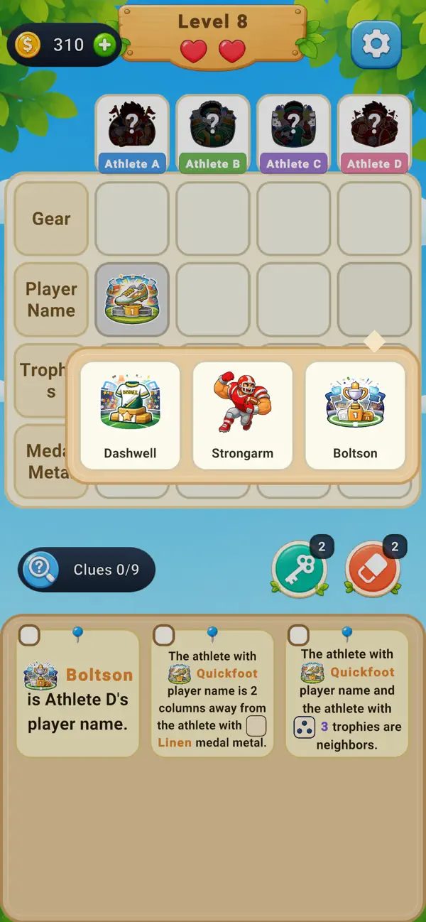 Fit The Clues: Logic Puzzles
