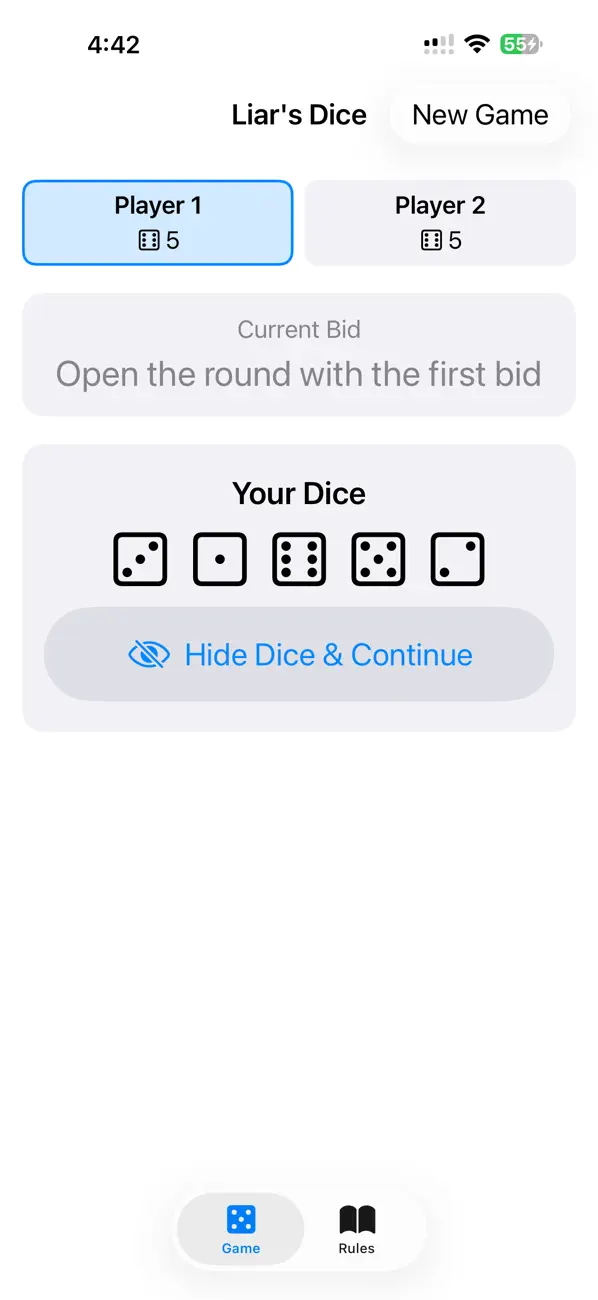 Liars Dice Game