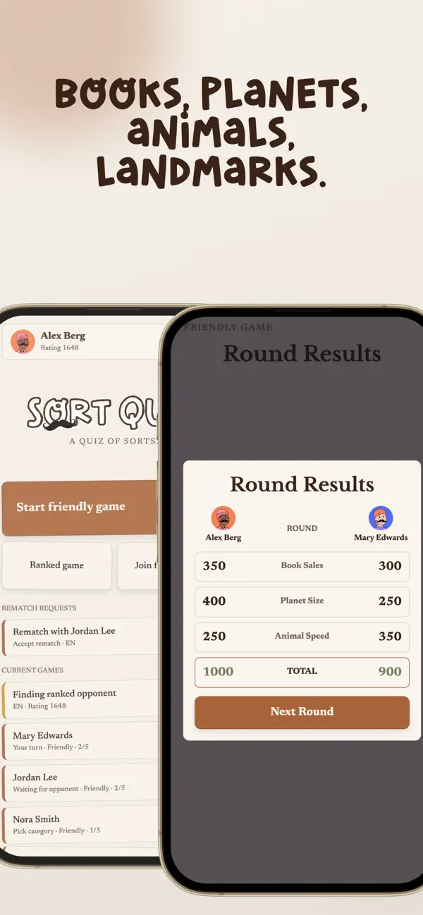 Sort Quiz: Trivia sorting game