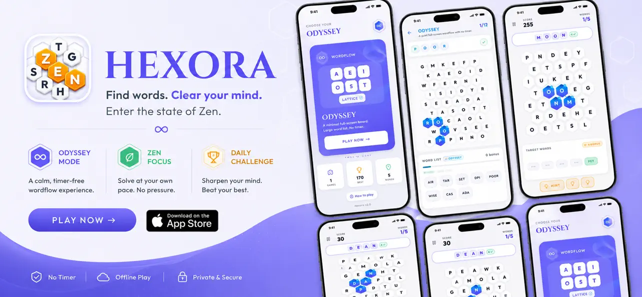 Hexora: Word Hunt Hex Puzzle