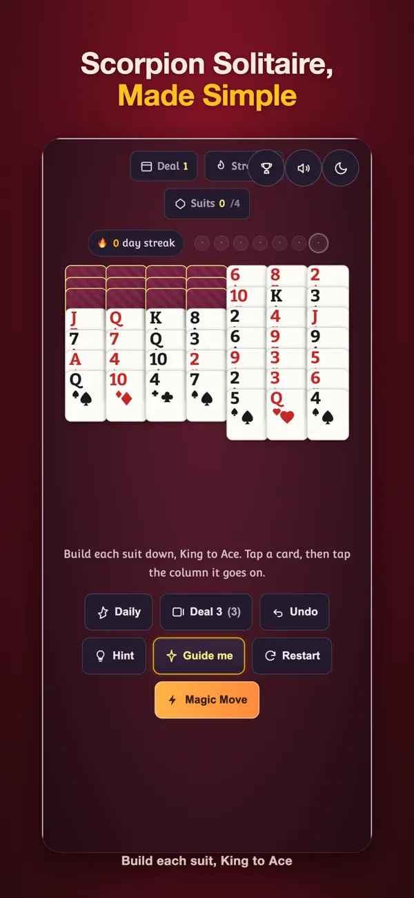 Scorpion Solitaire: Coach