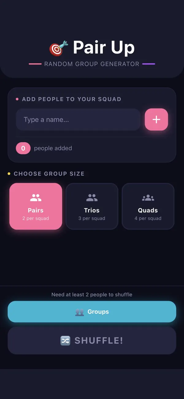 Pair Up-Group Randomizer