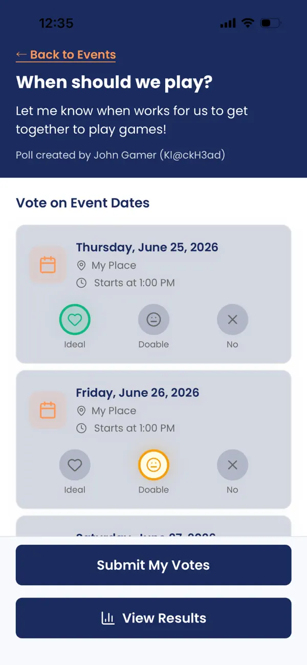 Klack: Game Night Planner