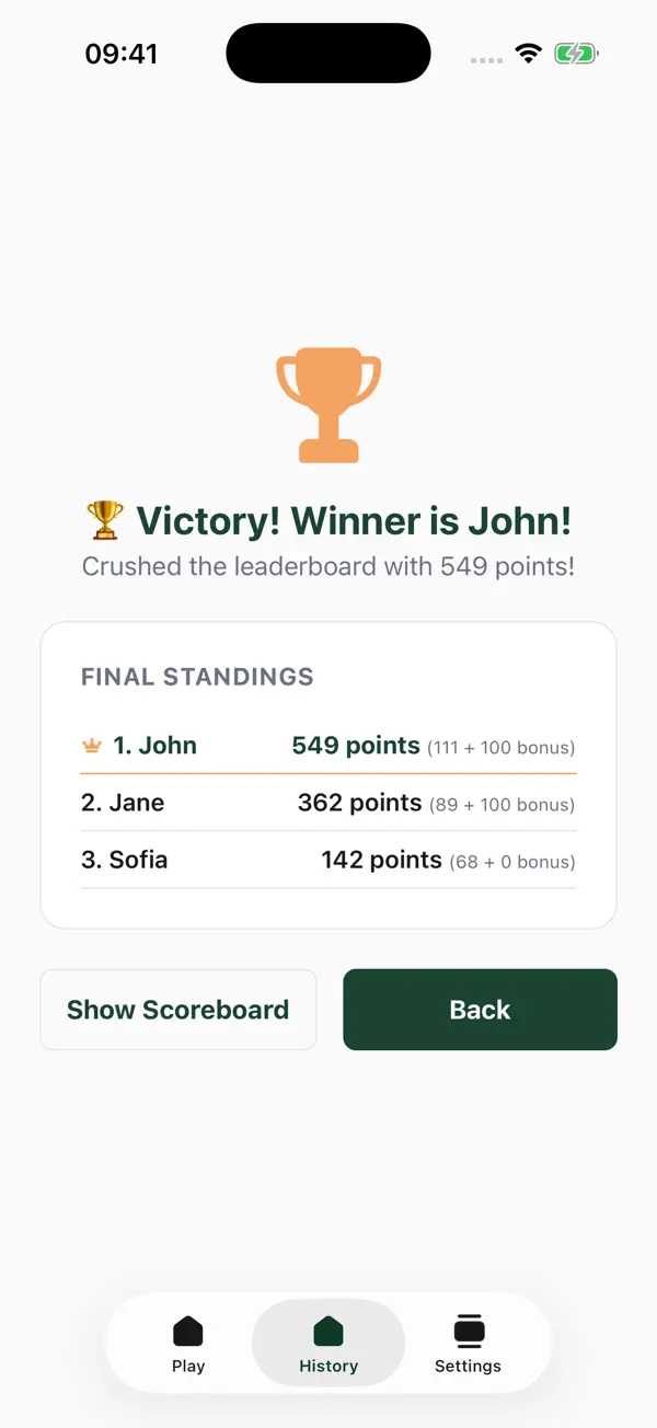 Yazu — Yatzy Scorecard