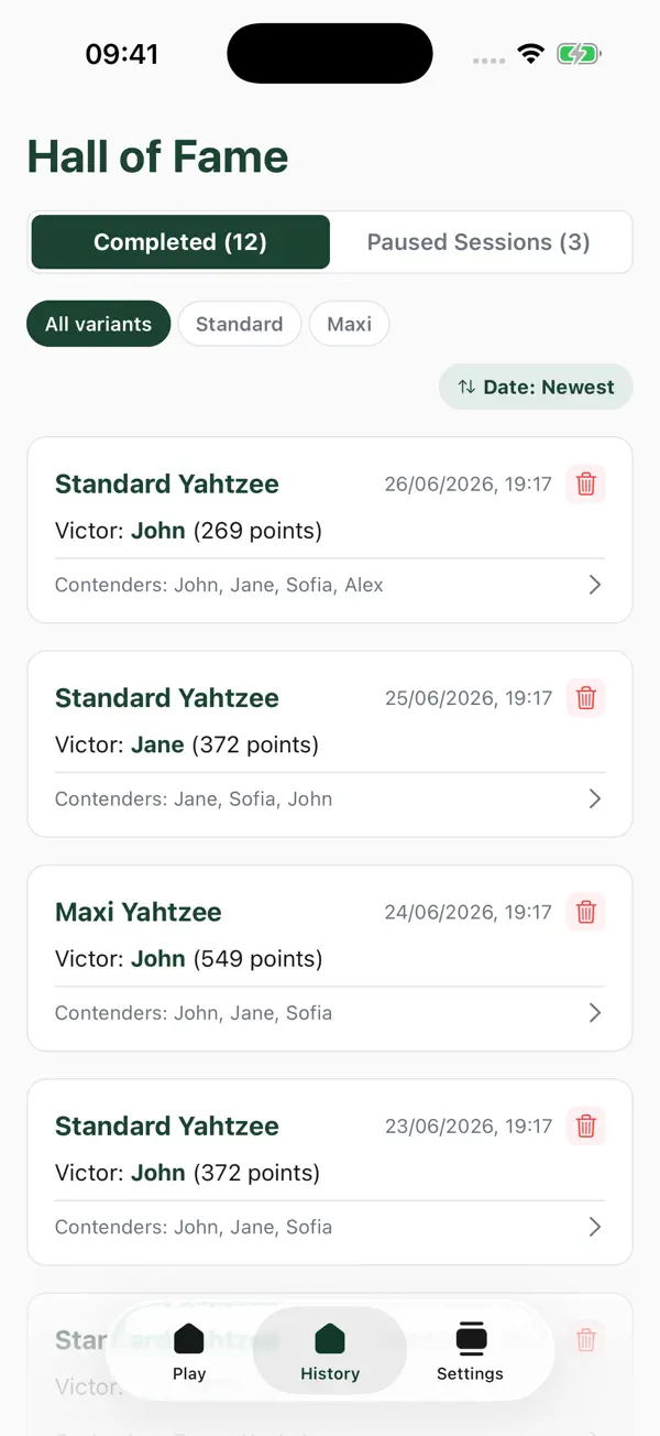 Yazu — Yatzy Scorecard