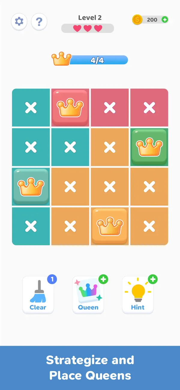 Place Queens - Logic Puzzle