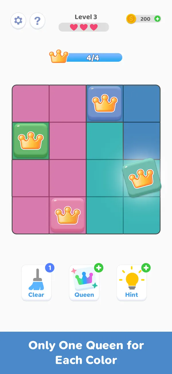Place Queens - Logic Puzzle