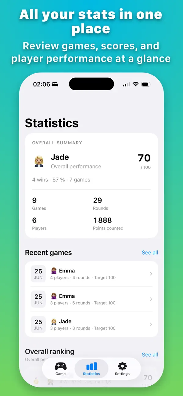 Skyjo - Score & Stats