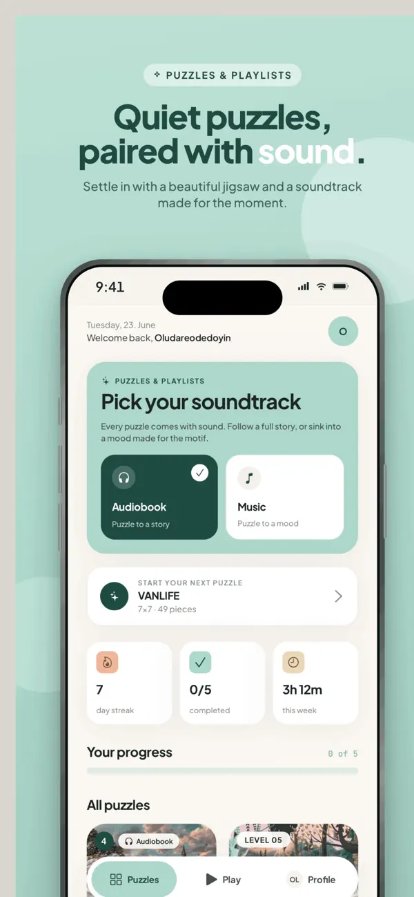 Junivia Puzzle & Playlists