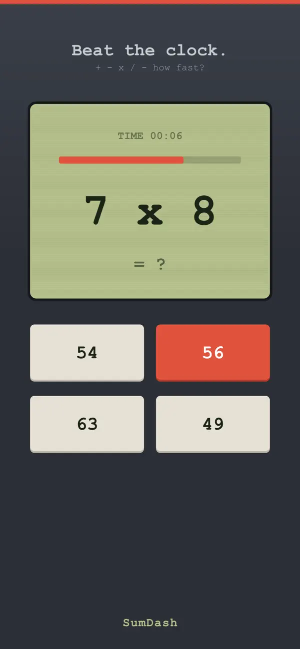 SumDash: Math Speed Game