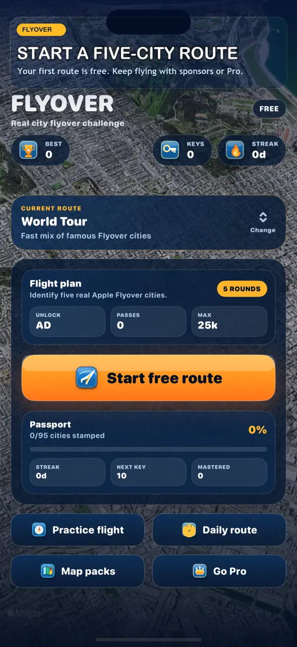 Flyover: City Guessing Game