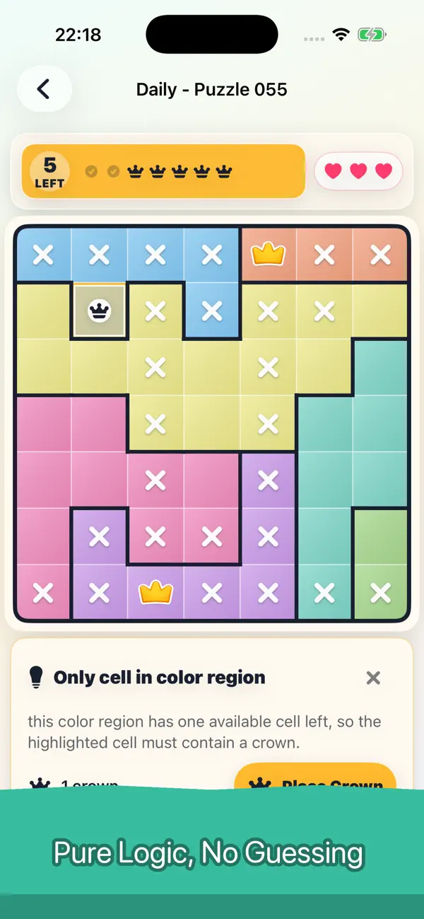 Queens: Crown Logic Puzzle