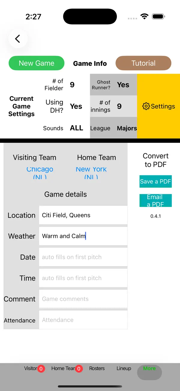 My Baseball Scorecard