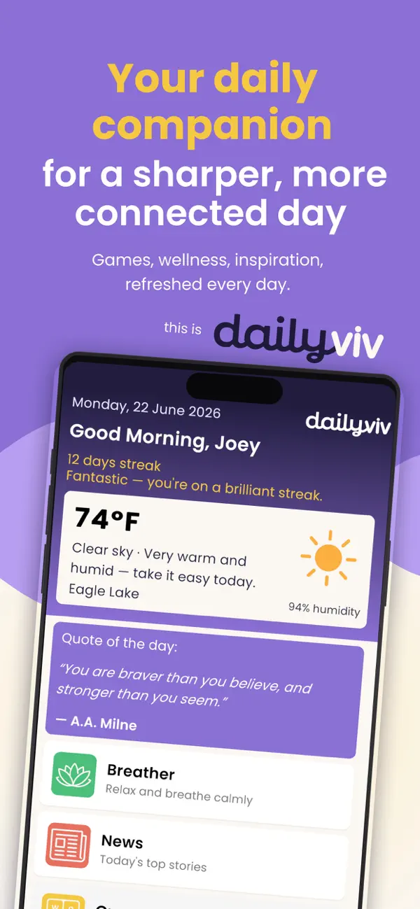 DailyViv: Puzzles, News & Calm