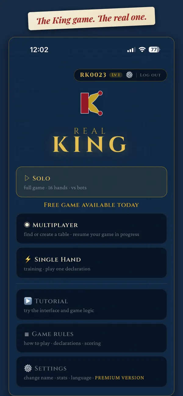 Real King Card Game