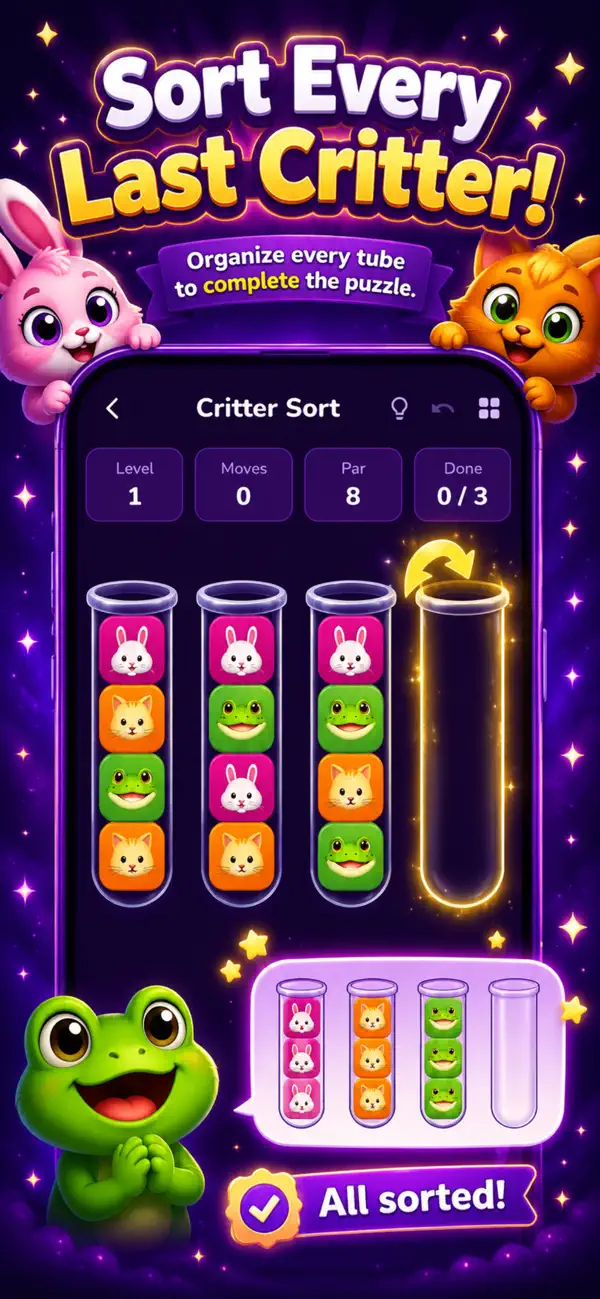 Critter Crush — Multi-Game App