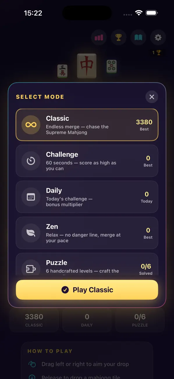 Mahjong Merge Drop