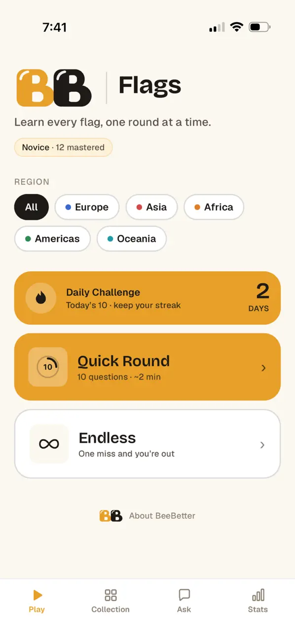BeeBetter: Flags Quiz