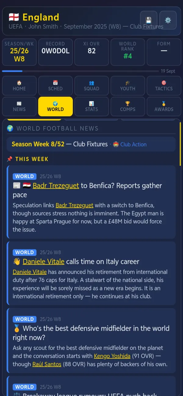 SIM: National Football Manager