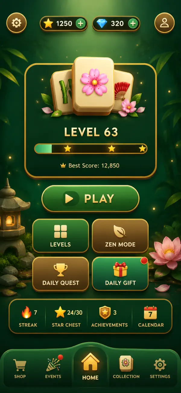 Mahjong Solitaire: Large Tile