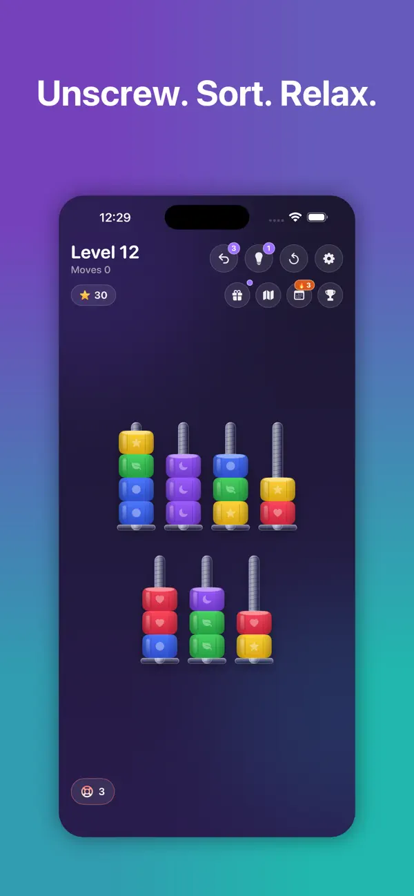 BoltSort: Nut & Screw Puzzle