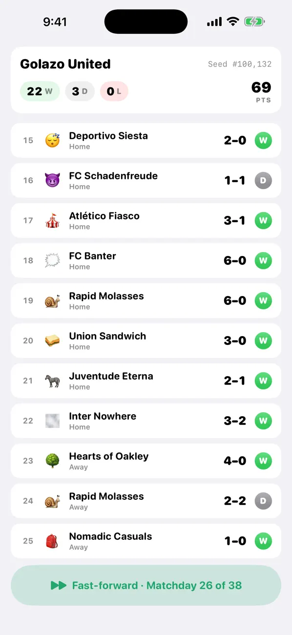 Soccer Roster Sim: Undefeated